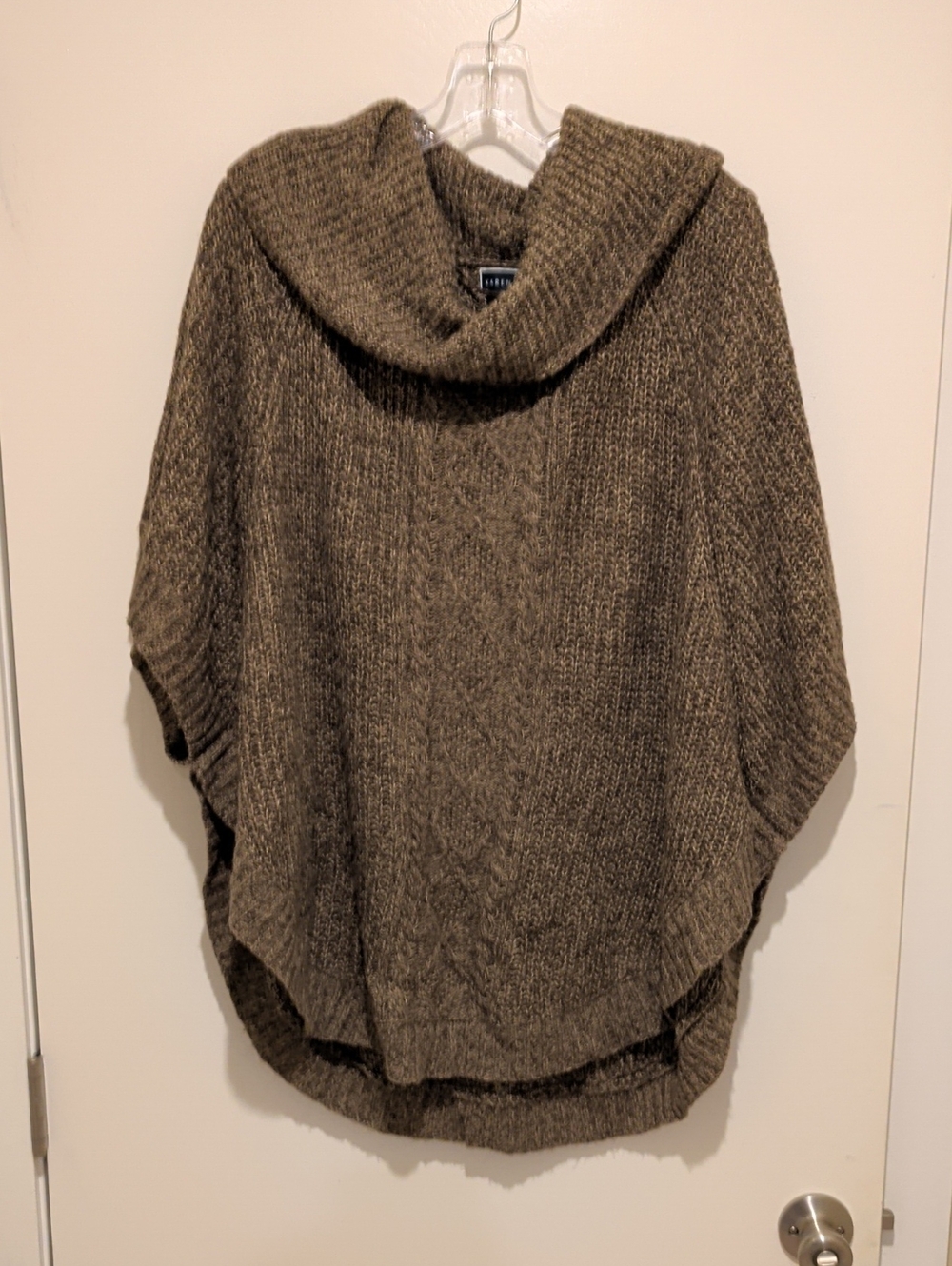 Karen Scott Olive Brown Cowl Neck Sweater Poncho